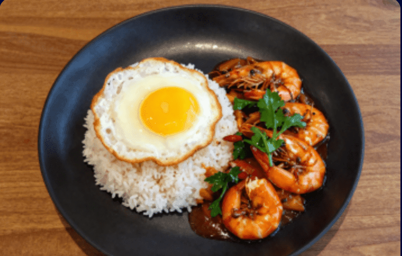 Roasted Chili Paste Stir-fry over Rice with Shrimp