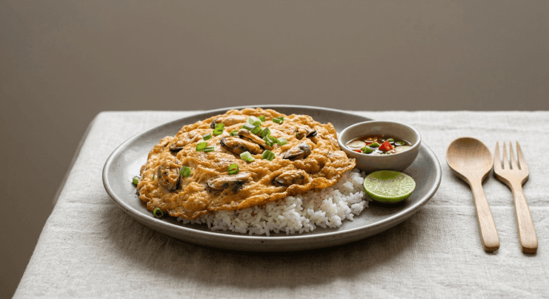Thai Omelette with Rice with Mussels