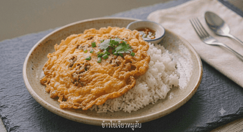 Thai Omelette with Minced Pork with Rice
