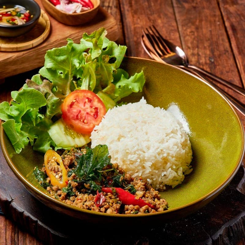 Stir Fried Holy Basil With Rice